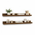 2er Set Wandregale mit Schutzkante 100 x 12 x 10 cm MDF Walnussbraun