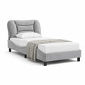 Polsterbett Einzelbett 90 x 200 cm mit gebogenem Kopfteil Polyesterbezug Schaumstoffpolsterung Grau