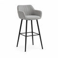 Barhocker mit Armlehnen 54 x 55 x 99 cm Polyester-Samt Grau Schwarz