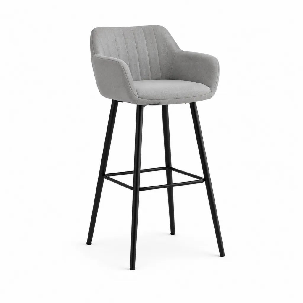 Barhocker mit Armlehnen 54 x 55 x 99 cm Polyester-Samt Grau Schwarz