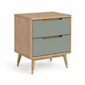 Nachttisch mit 2 Schubladen 50 x 40 x 60 cm MDF mit Eichenfurnier rechteckig Natur Graugrun
