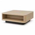 Couchtisch mit offenem Ablagefach 100 x 60 x 35 cm MDF mit Eichenfurnier rechteckig Natur/Schwarz