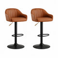 2er Set Barhocker hohenverstellbar mit PU-Bezug Cognac Schwarz 52 x 51 x 92-113 cm