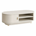 Couchtisch mit Stauraum und Schiebetur MDF oval Weiss Gold 120 x 60 x 42 cm