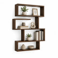 Wandregal mit 4 offenen Ablagen aus MDF in Walnussbraun 80 x 20 x 120 cm