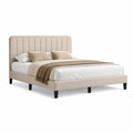 Polsterbett Doppelbett 160 x 200 cm Polyester-Samt Rechteckig Beige