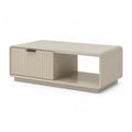 Couchtisch mit Stauraum und Schiebetur aus MDF rechteckig Beige 100 x 50 x 40 cm