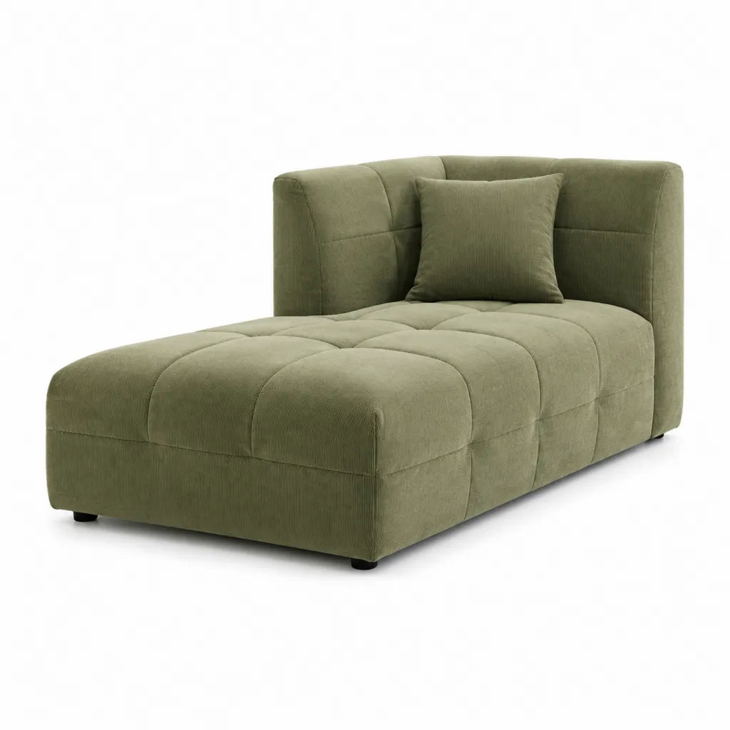 Chaiselongue mit Kissen aus Polyester-Cord 160 x 90 x 78 cm Olivgrun