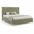 Polsterbett Doppelbett 180 x 200 cm Polyester-Samt Rechteckig Salbeigrun