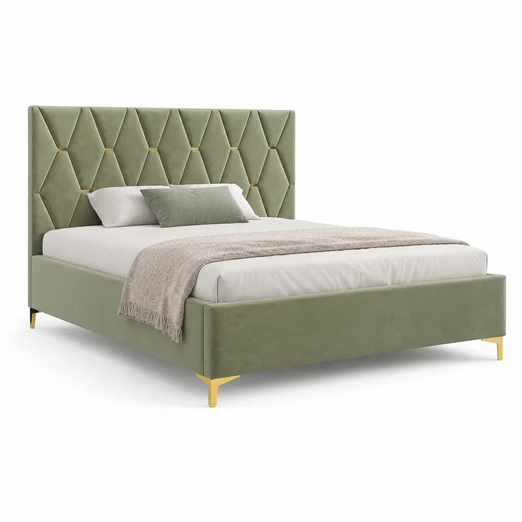 Polsterbett Doppelbett 180 x 200 cm Polyester-Samt Rechteckig Salbeigrun