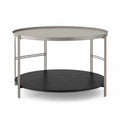Runder Beistelltisch mit Ablage Dia 80 cm Stahl MDF Schwarz Grau Hohe 45 cm