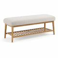 Bettbank mit Schuhablage 120 x 40 x 46 cm Polyesterbezug Massivholz Natur Beige