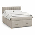 Stauraumbett Doppelbett 160 x 200 cm mit gepolstertem Kopfteil und 2 Schubladen in Beige