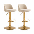 2er Set Barhocker hohenverstellbar mit PU-Kunstleder Creme Gold 49 x 47 x 84-104 cm