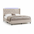 Polsterbett Doppelbett 180 x 200 cm Polyester rechteckig Beige mit Chesterfield-Kopfteil