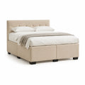Polsterbett 160 x 200 cm mit gepolstertem Kopfteil Polyesterbezug Beige