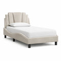 Polsterbett Einzelbett 90 x 200 cm mit geschwungenem Kopfteil Polyester Beige