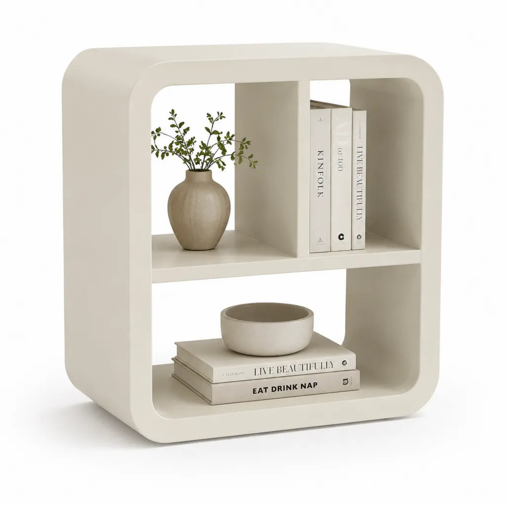 Standregal Bucherregal aus MDF mit abgerundeten Ecken Cremeweiss 60 x 30 x 70 cm