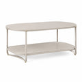 Couchtisch mit Ablage oval 100 x 50 x 45 cm MDF Stahl Cremeweiss