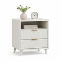 Nachttisch mit 2 Schubladen und offenem Fach MDF Weiss 50 x 40 x 60 cm