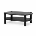 Couchtisch mit Ablage oval 100 x 60 x 45 cm MDF und Gummibaum-Massivholz schwarz