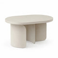 Couchtisch oval 120 x 60 x 40 cm aus MDF in Cremeweiss