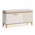 Sitzbank mit Stauraum 100 x 40 x 50 cm aus MDF und Polyester in Weiss Natur