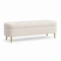 Sitzbank mit Stauraum Boucle-Polyester Creme 160 x 45 x 48 cm